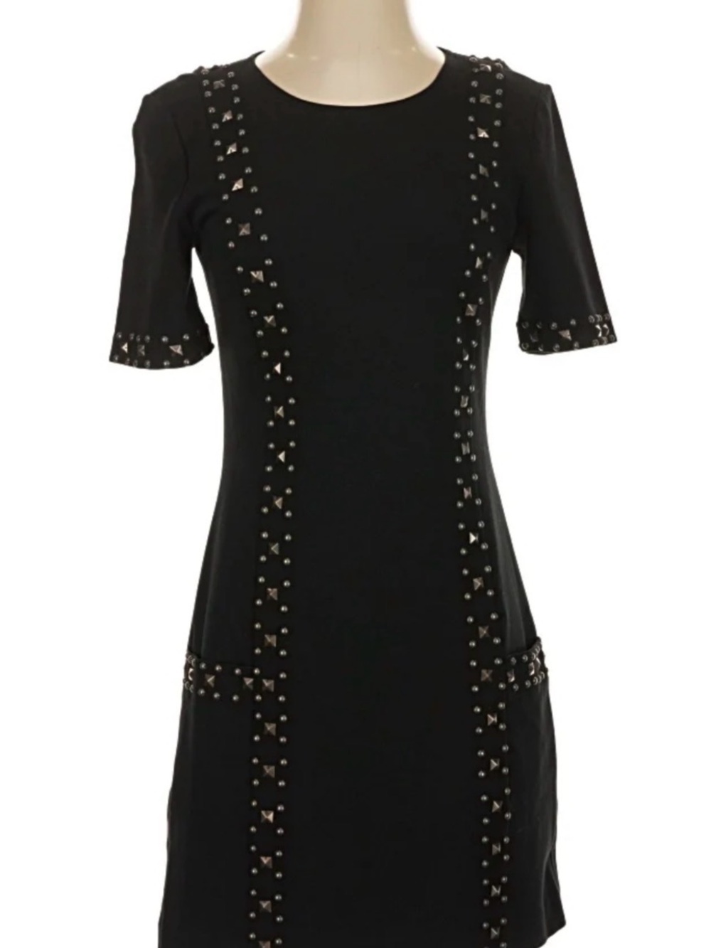 Trina Turk Naomi Black Studded Mini Shift Dress Size 2